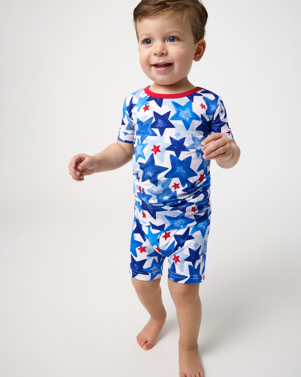 Starry Splash Two-Piece Short Sleeve & Shorts Pajama Set