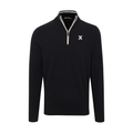 Xavier Black with White Trim Luxury Touch Cotton and Cashmere Quarter Zip Sweater